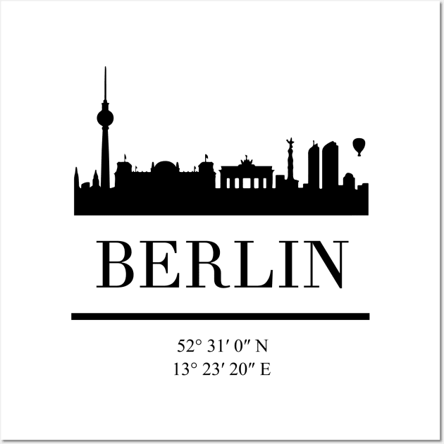 BERLIN GERMANY BLACK SILHOUETTE SKYLINE ART Wall Art by deificusArt